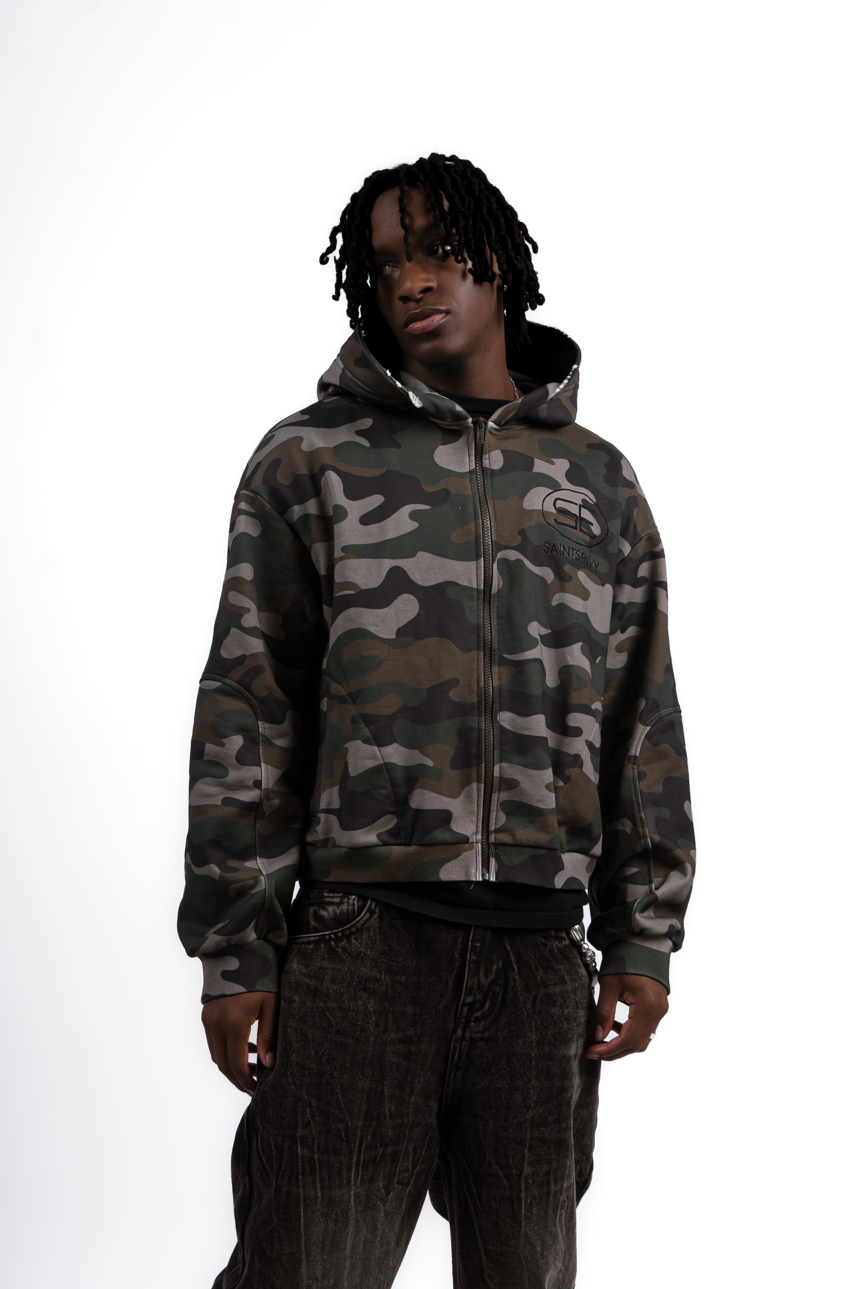 Distressed Camo Hoodie