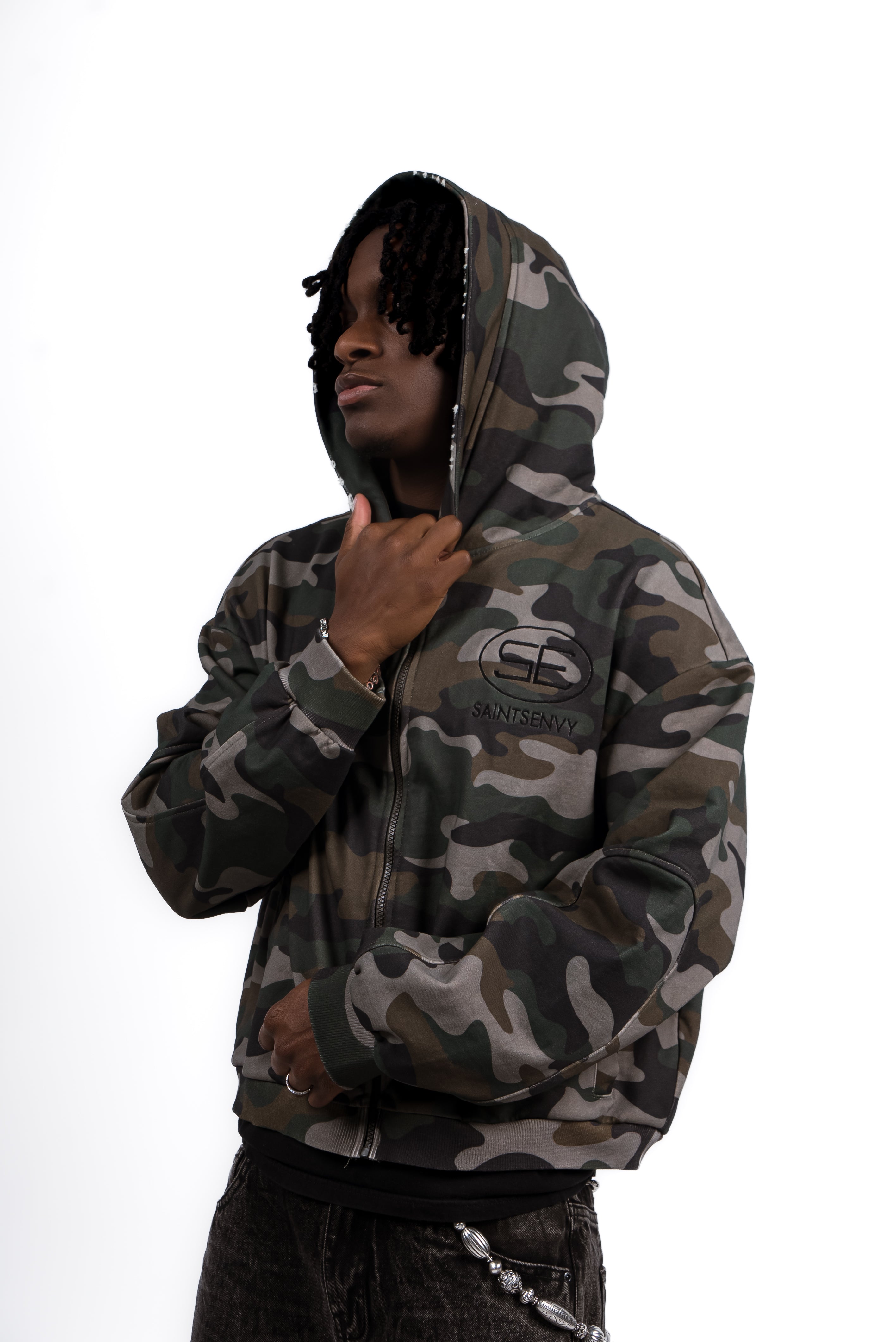 Distressed Camo Hoodie